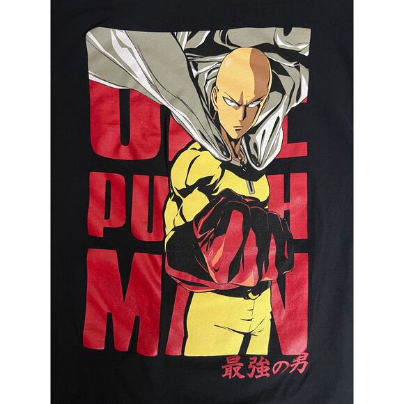 One Punch Man T-Shirt | Saitama Graphic Black Anime Tee | Fist Pose | Size Large - Picture 3 of 8